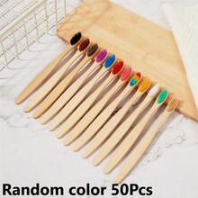 5/50pcs Bamboo Toothbrushes, Manual Toothbrush, Soft Bristles, Suitable For Sensitive Teeth And Gums, Home Daily Deep Cleaning Oral Care - Multicolor - View 4