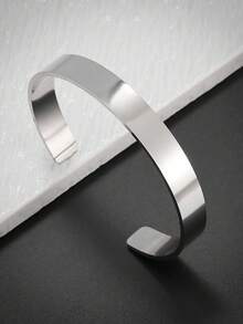 1PC Smooth Wide Face Open Bracelet - Simple And Stylish Design Style - Perfect For Casual And Special Occasions, Perfect Gift For Christmas - Fashion - View 9