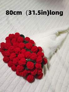 Customizable Name, Embroidered Craft, Crochet Rose Bouquet Blanket, Creative Dual-Purpose Throw, Romantic Valentine's Day Gift And Home Decor Rug - Multicolor - View 7