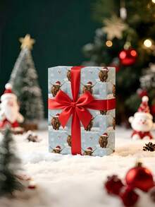 1 Roll Christmas Gift Wrapping Paper, Snowy Christmas Cow Pattern, Suitable For Christmas Gift Wrapping, Holiday Party Decoration, Home Holiday Decor, DIY Crafts, Holiday Gift Packaging, Size 43cm X 300cm - A - View 4