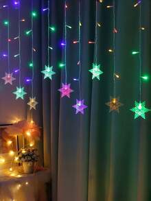 1pc Snowflake Curtain Lights LED String Lights Snowflake String Lights Suitable For Christmas, Valentine's Day, Birthday, Wedding, Garden Party Plastic Material Christmas Decoration Fairy Lights Christmas Lights - M19-snowflake Curtain Lights - View 7