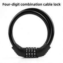 1pc Bicycle 4-Digit Combination Cable Lock, Portable Digital Combination Lock, Multi-Purpose Cycling Bike Lock - Multicolor - View 1