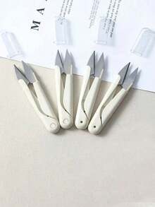 1/3/5pcs U-Shaped Household Small Scissors With Protective Cap - Stainless Steel Handmade & DIY Mini Sewing Scissors, Multi-Function Fabric And Yarn Trimming Tool, Essential Tailoring Craft Scissors - White - View 6