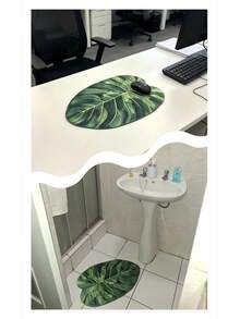1pc Leaf-Shaped Diatomaceous Earth Bathroom Mat, Polyester Surface, Super Absorbent, Non-Slip Rubber Bottom, Easy To Clean Anti-Slip Carpet, Multiple Sizes Available, Suitable For Bathtub, Bathroom, Toilet, Laundry Room, Kitchen And Shower - Green - View 19