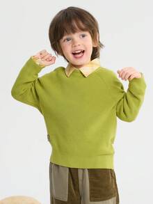 Balabala Kids Knit Pullover Sweater Soft Cozy Jumper Casual Top For Boys Girls Winter Daily Wear - Green Tone - View 2