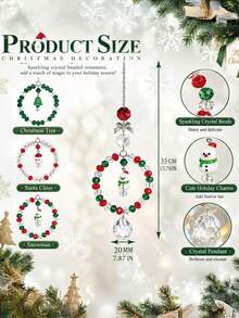 1pc Crystal Christmas Hanging Ornament, Suitable For Christmas Tree Decoration, Creating Festive Atmosphere, Living Room/Balcony/Window And Other Multiple Scenes Christmas Decorative Pendant - Christmas Wreath Ornament - View 6