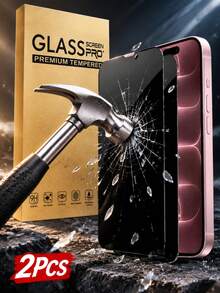 2pcs Anti-Peeping Privacy Tempered Glass Screen Protector, Non-Full Screen, Shatter-Resistant, Compatible With Phone Cases, Compatible With Iphone Duo/18 Pro Max/18 Pro/17 Pro Max/17/17 Pro/17 Air/16 Pro Max/16/16 Pro/16 Plus/15 Pro Max/15/15 Pro/15 Plus/14 Pro Max/14/14 Pro/14 Plus/13 Pro Max/13/13 Pro/12/12 Pro/12 Pro Max/11/11 Pro Max All Series - Black - View 1