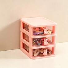 1pc Fashionable Rabbit Shaped Drawer Storage Box, Mini Transparent Plastic Desktop Organizer, Can Store Stationery, Cosmetics And Small Items, Cute Rabbit Design Desktop Sorting Box, Exquisite Desktop Decoration, Suitable As Birthday Gift For Girls - Multicolor - View 10