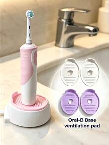 1pc Electric Toothbrush Base Ventilation Pad, Silicone Drainage Mat, Multi-Color Non-Slip Waterproof Mat, Bathroom Sink Countertop Organizer, Daily Bathroom Accessory, Home Toothbrush Holder Base Protector - Multicolor - View 2
