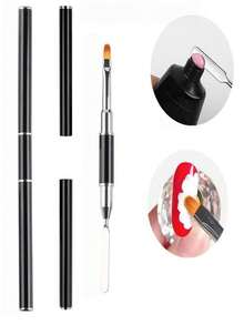 5 Pcs Nail Art Painting Tool Set, Dual End Nail Brushes Mixing Stick Resin Palette Kit - Multicolor - View 2