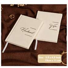Wedding Vow Books For Bride And Groom, 2 Packs Linen Hardcover Notebooks With Bookmark, Lined Pages, For Wedding Ceremony And Vow Renewal, With Elegant Vow Keepsake Gift Box - Cream Linen - View 1