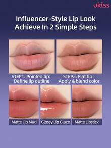ukiss Portable Dual-Ended Lip Brush: Precise Lip Lining + Filling & Blending, Soft Lip Color Application, Soft Bristles, Multi-Use For Eyeshadow/Concealer/Contour - Gold - View 6
