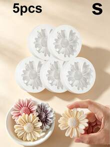 3D Daisy Flower Silicone Mold, Candle & Cake Decorating Mold For Chocolate, Soap, Wax & DIY Crafts, Decorative White Flower Baking Tool, Non-Stick & Reusable - Clear - View 3