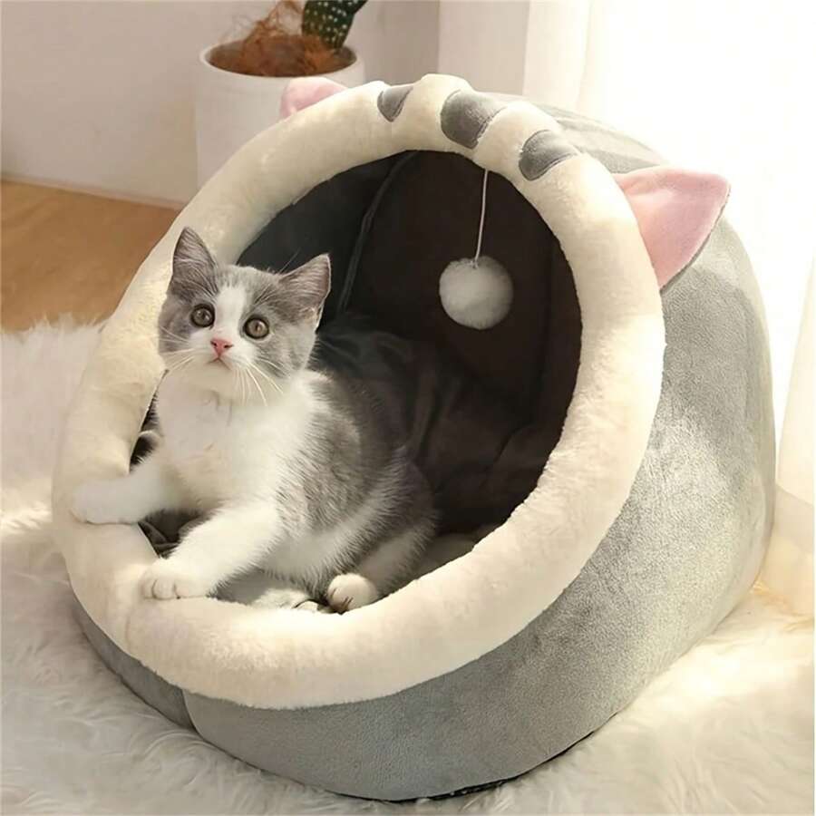 1pc Cute Cat Bed Soft Kitten Mat Comfortable Cat House Breathable Cat Sleeping Basket Suitable For Large, Medium And Small Cats For All Seasons
