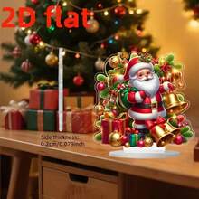 1pc 2D Flat Printed Acrylic Santa Claus Pattern Desktop Decoration, Suitable For Home, Bedroom, Study And Office Desk Decor, Perfect Christmas Gift For Family And Friends, Seasonal Gift, Holiday Decoration, Holiday Design, Bohemian Style - A - View 3