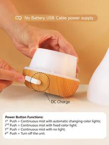 1 buah Diffuser Aroma Minyak Esensial Ultrasonik USB 100ml dengan Lampu Warna, Cocok untuk Pelembap Ruangan Kecil - Putih - View 6