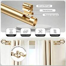 1 Set Double Rod Curtain Rod Kit, Metal Adjustable Splice Double Rod Curtain Rod Set, Suitable For Windows, Comes With Brackets, Perfect For Bathroom, Bedroom And Living Room Blackout Curtains (Gold) - American Style Double Rod - Gold - View 7