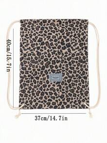 Leopard Print Y2K Drawstring Backpack, Lightweight Casual Drawstring Bag, Suitable For Daily Commute, Sports, Beach And Travel, Back To School, Women's Fashion Backpack, Cute Backpack, - Multicolor - View 7