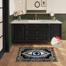 1pc 2D Flat Evil Eye Pattern Design Microfiber Bath Rug,Non-Slip Soft Bathroom Mat,Doormat,Water Absorption Mat,Machine Washable,Low Pile,TPR Backing,Knit Fabric,ForBedroom,Kitchen, Entryway,Indoor Use,Accessories & Home Decor,Perfect New Home Gift. - C - View 8