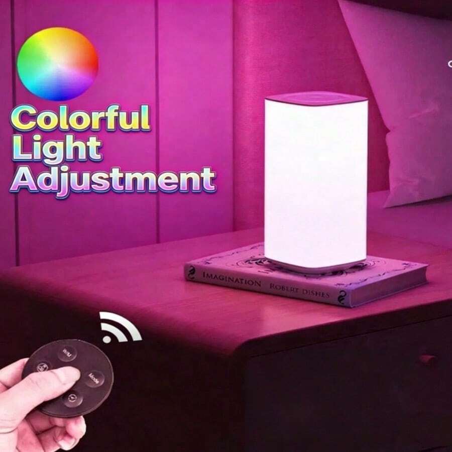 Lampu Meja Nakas Sentuh RGB yang Dapat Diredupkan dengan Remote & Timer, Lampu Malam RGB yang Dapat Diredupkan dengan 5 Tingkat Kecerahan, Lampu Meja Ambient Portabel untuk Dekorasi Dalam Ruangan, Berkemah, Bekerja di Meja, Pesta di Rumah