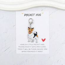 1pc/2pcs/3pcs Cute Smiling Jack Russell Terrier Keychain With Pocket Hug Blessing Card, Perfect For Decorating Keys, Bags And More, Inspirational Memorial Gift For Family, Brothers, Friends And Dog Lovers, Conveying A Feeling Of Gentle Companionship - Brown and White - View 15