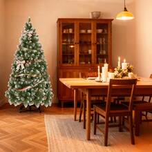 Christmas Tree  Artificial Xmas Tree With Snow Premium PVC Bushy Realistic Fir Quick Installation Natural With Metal Stand For Christmas New Year Decorations - Green With Snow - View 8