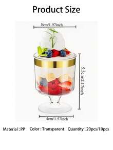 20pcs/10pcs Creative Gold Rim Dessert Cups, Mousse Cups, Parfait Cups, Small Wine Glasses, Party Tableware, Reusable Mini Dessert Cups, Suitable For Various Party Events, Weddings, Grand Openings, Birthdays, Christmas Celebrations, Perfect Choice For Dessert Table Decoration - View 4