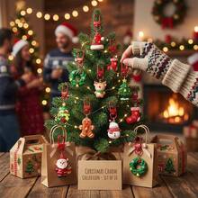 10pcs/Set Gantungan Kunci Resin Lucu Bentuk Rusa Natal, Manusia Salju, Pohon Natal, Cocok untuk Pesta - MultiWarna - View 2