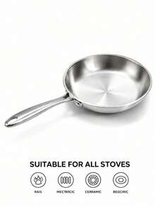 1pc Stainless Steel Non-Stick Frying Pan, No Coating Cookware Suitable For Steak, Compatible With Gas Stove And Induction Cooktop, Cast Iron Frying Pan And Wok Cookware Set, Pots And Pans - View 5