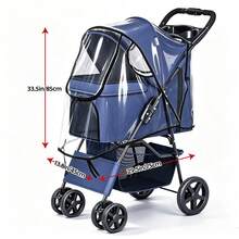 Universal Pet Stroller Rain Cover, Transparent Dog Rain Cover, All-Weather Protection, With Straps, Easy To Install, Fits Most Dog Strollers - Multicolor - View 5