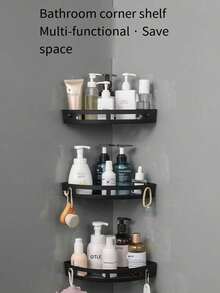 1pc Triangle Corner Shower Caddy, Bathroom Storage Rack, Indoor Shower Shelf, Shampoo Organizer, Kitchen & Bathroom Storage Box, Space-Saving Triangle Corner Shelf, Durable Wall-Mounted Bathroom Shampoo, Soap & Cosmetic Organizer, Easy To Install - Multicolor - View 9