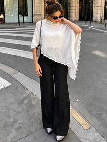 Roviva Women's Autumn Casual Commute Solid Color Loose Elegant Fashion Knit Shawl, Suitable For Party, Gathering, Holiday, Birthday Party, Work Commut - White - View 4