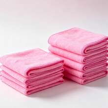 10pcsMicrofiber Cleaning Cloths, Reusable Absorbent Kitchen Dish Towels, Multi‑Purpose Household Cleaning Rags For Countertop Glass Table Washing, Soft Lint‑Free Small Cleaning Towels - Pink - View 4
