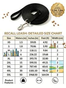 1 PC Durable Nylon Dog Leash For Training And Daily Walks; Suitable For Small, Medium, And Large Dogs; Available In Lengths From 15 Ft To 50 Ft (E.G., 20 Ft, Black); Ideal For Obedience Training And Camping. - Black - View 3