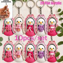 10pcs 2D Flat Acrylic Keychains, Crochet Style Snowman Backpack Charms, Couple Pendants, Car Key Rings, Christmas Holiday Memorial Gifts, Suitable For Daily Use, Parties, Weddings, Key Display Wall - View 4
