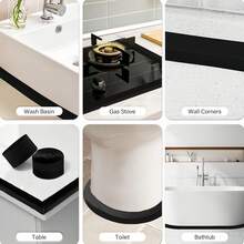 1 Roll Waterproof & Mildew-Proof Toilet Sealing Tape, Self-Adhesive Sealing Strip For Kitchen & Bathroom, Bathroom Moisture-Proof, Kitchen Sink Decorative Joint Sticker - Black - View 10