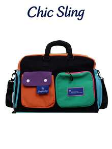 SHILAN Colorblock Patchwork Handbag & Crossbody Bag, Large Capacity Multi-Pocket Travel And Daily Commute Tote Bag - Multicolor - View 1