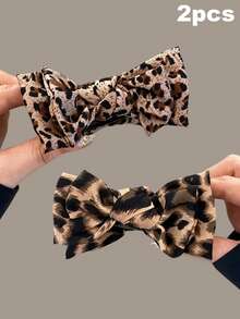 2/1pc Vintage Leopard Print Bow Hair Clip, Ponytail Hair Clip, Fashion, Perfect For Securing High Ponytail. Women's Daily Wear Hair Accessory - Multicolor - View 9