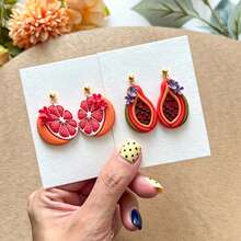 Fresh Fruit Theme Polymer Clay Cutting Molds, Summer Fresh Fruit Shaped Clay Cutters, Grapefruit, Fig, Dragon Fruit, Banana, Lime, Kiwi, Star Fruit Patterns, DIY Handmade Earrings, Pendants, Brooches Making, Compatible With Polymer Clay, Air Dry Clay, Smooth Cut, Handmade Jewelry DIY Craft Accessories - Fruit-themed - View 4