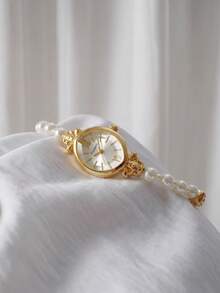 1pc Women's Casual Retro Minimalist Quartz Wrist Watch, Suitable For Daily Wear - Gold - View 2