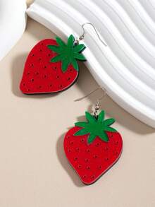 1 Pair Acrylic Strawberry Earrings, Summer Personalized Exaggerated Strawberry Earrings - Red - View 5