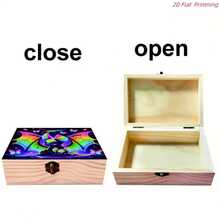 1pc Handmade Bat Theme Art Storage Box With Lockable Lid - Wooden Multifunctional Jewelry Box, Bat Pattern Decoration, Suitable For Office Desk, Vanity, Can Be Used As Bat Display Or Gift, 2D Flat Design - Multicolor - View 9
