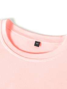 Tween-flicka roligt tryck rundhals långärmad T-shirt, höst/vintertopp - Rosa - Visa 7