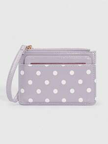 1pc Polka Dot Mini Coin Purse, Fashion PU Small Wallet, Cute Card Holder, ID Organizer Bag, Detachable Multi-Layer Ultra-Thin Polka Dot Card Organizer - Multicolor - View 6