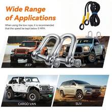 1pc Heavy Duty Tow Hook And 5m Tow Rope Set, Tow Hook And Tow Rope Set, Suitable For SUV And Vehicle Off-Road Rescue, Equipped With 2 Steel U-Shaped Hooks For Front-End Use, Suitable For Vehicles Weighing 18 Tons Or Less - A - View 2