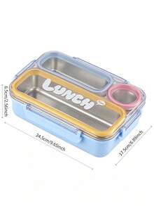 304 Stainless Steel Divided Bento Box, Sealed Leak-Proof Portable Lunch Box With Sauce Container, Spoon And Fork, Fresh-Keeping Meal Box For Work And Picnic - Multicolor - View 5