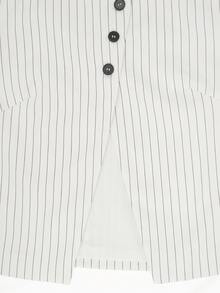 Women's Stand Collar Short Pinstripe Blazer - Casual Office Wear - White - View 12