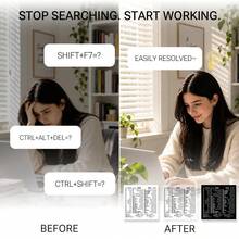 1pc Shortcut Key Stickers Compatible With Apple/Windows Laptop Full Series WORD & EXCEL Software Black/White/Transparent Optional - View 6