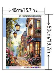1pc DIY Diamond Painting Sticker Embroidery Landscape Architecture Cottage Home Decor Full Drill 30*40cm/40x50cm - Sets - View 9