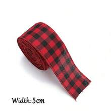 Roll Christmas Plaid Linen Decorative Ribbon/Christmas Tree Red & Green Bow Linen Ribbon/Christmas Gift Wrapping Burlap Ribbon - Multicolor - View 11